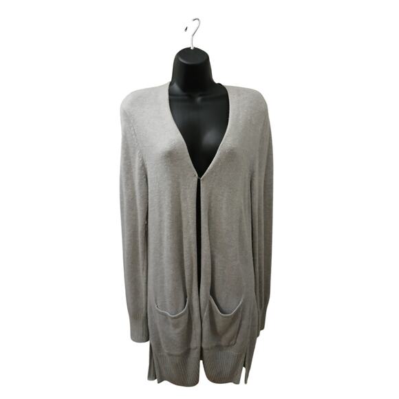 Old Navy Gray Long Casual Fit Pockets Slits Cardigan Cotton Blend M - Picture 1 of 12